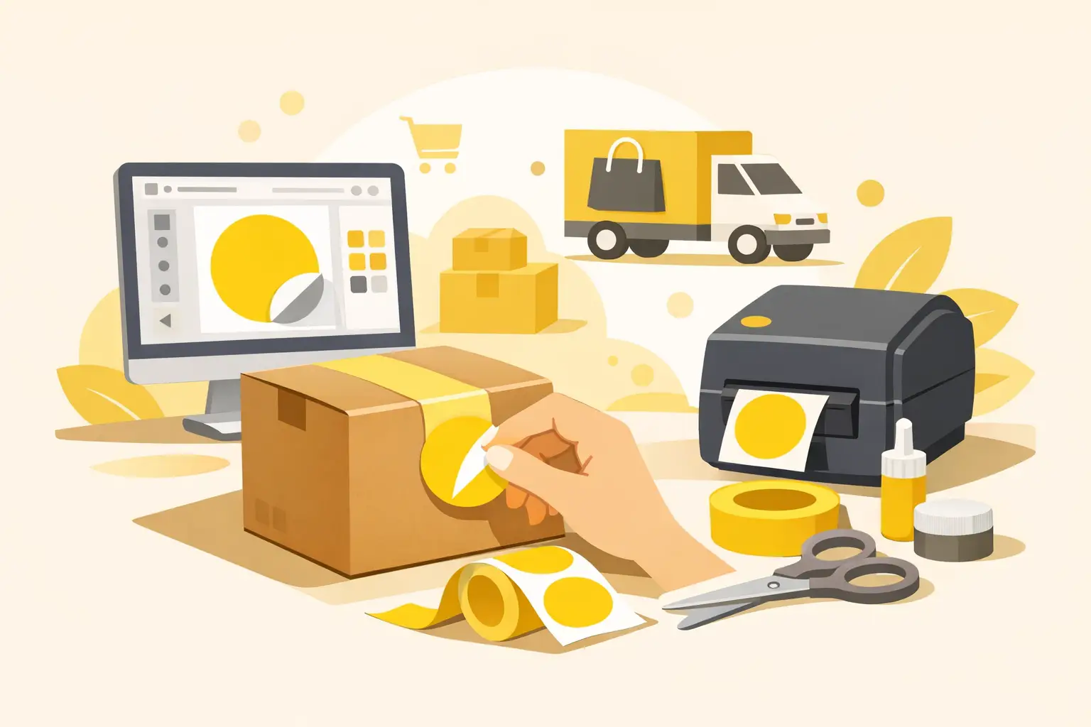 Izdelava zapirnih nalepk za e-commerce pakiranje